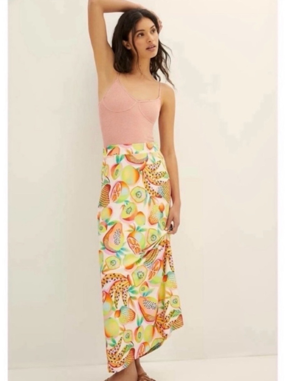 Farm Rio Tropical Fruits Maxi Skirt Anthropologie Size M- Like New